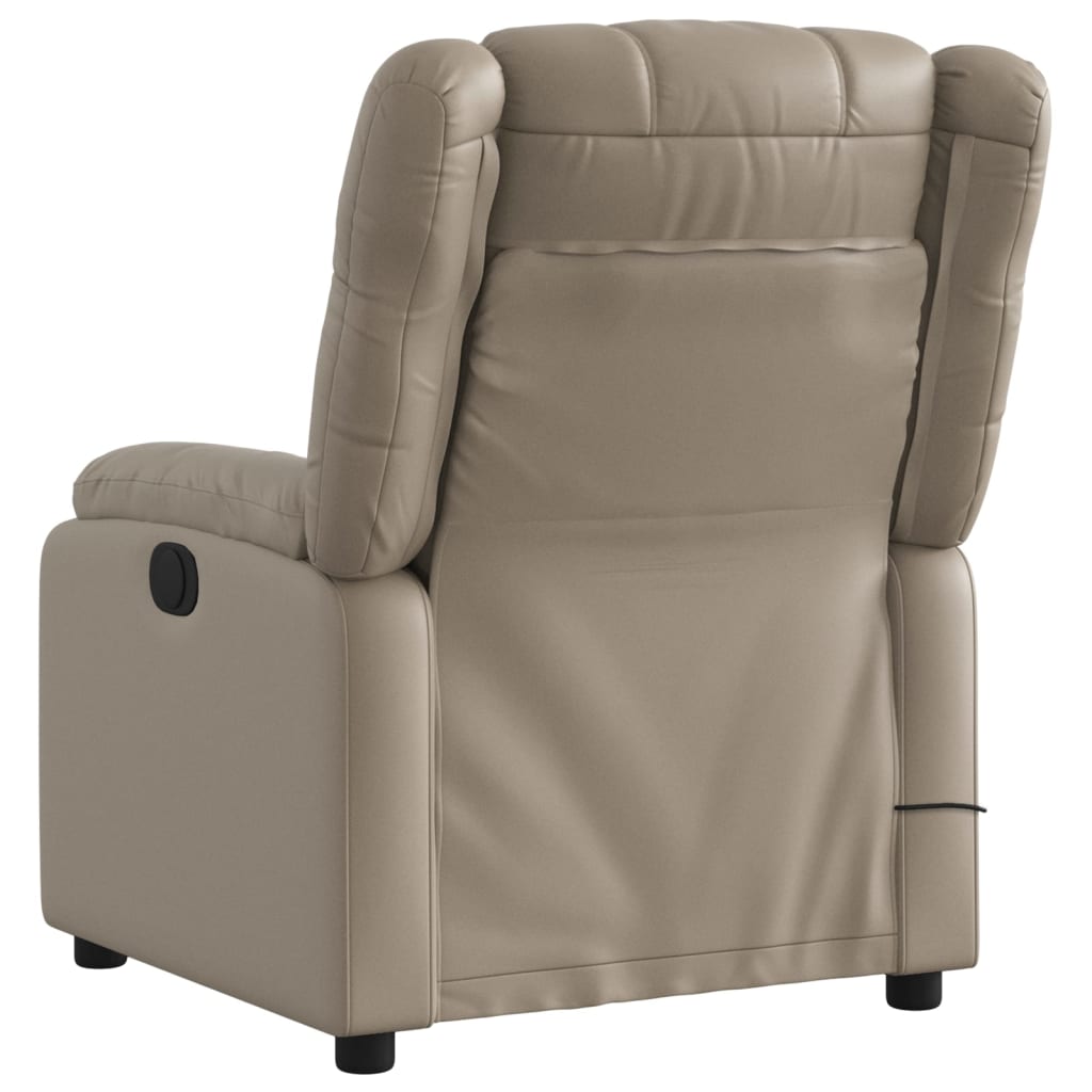 vidaXL Sillón reclinable de masaje eléctrico cuero sintético capuchino