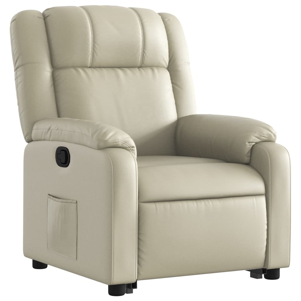 vidaXL Sillón reclinable elevable cuero artificial color crema