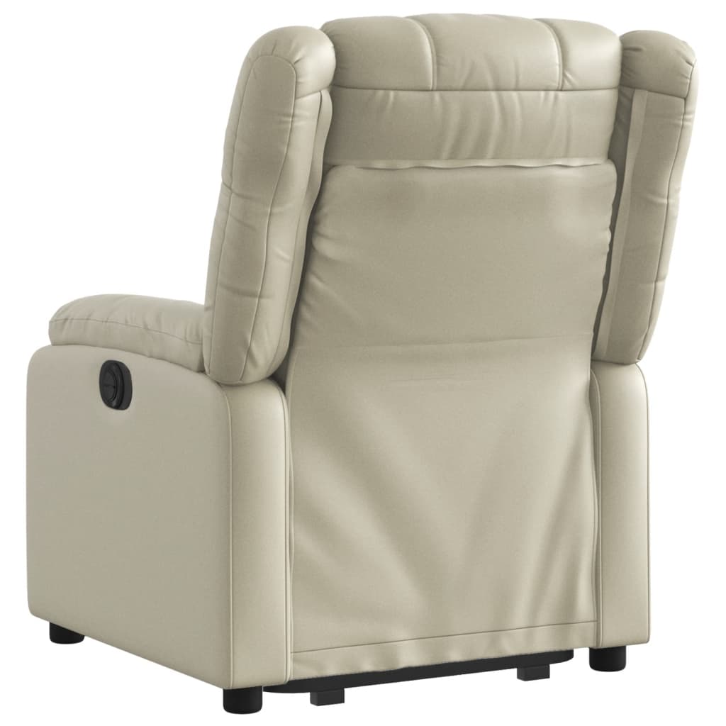 vidaXL Sillón reclinable elevable cuero artificial color crema