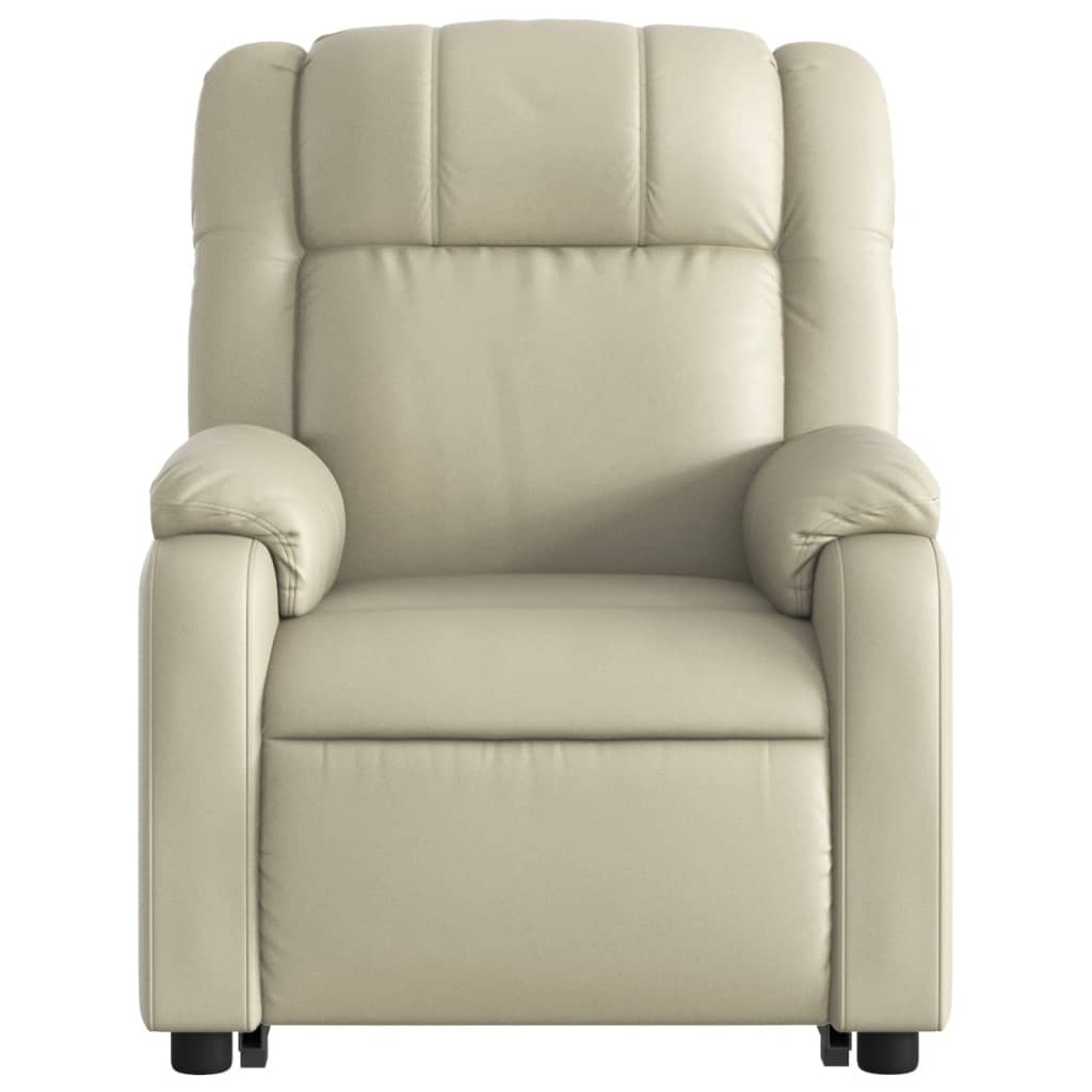 vidaXL Sillón reclinable elevable cuero artificial color crema