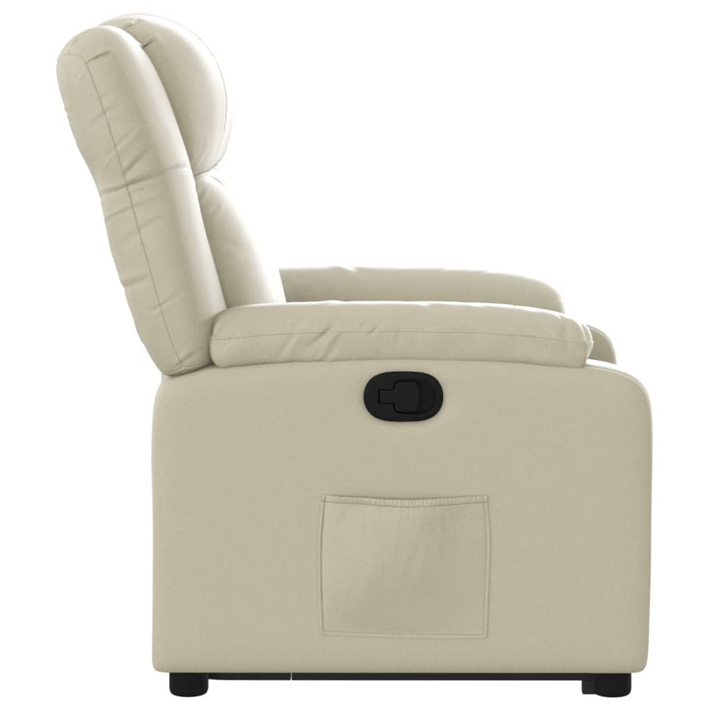 vidaXL Sillón reclinable elevable cuero artificial color crema