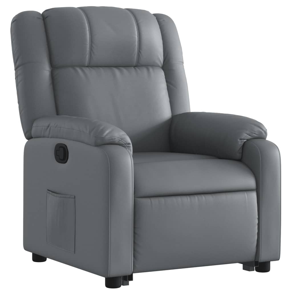 vidaXL Sillón reclinable elevable cuero artificial gris