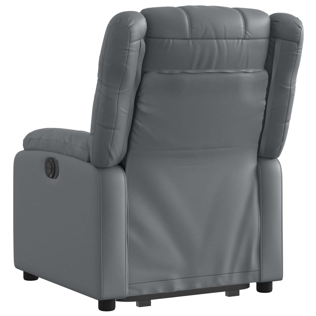 vidaXL Sillón reclinable elevable cuero artificial gris