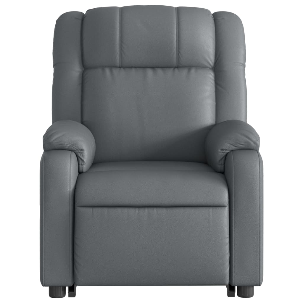 vidaXL Sillón reclinable elevable cuero artificial gris