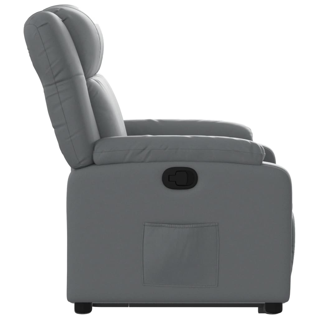 vidaXL Sillón reclinable elevable cuero artificial gris