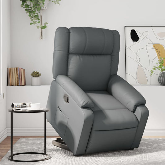 vidaXL Sillón reclinable elevable cuero artificial gris