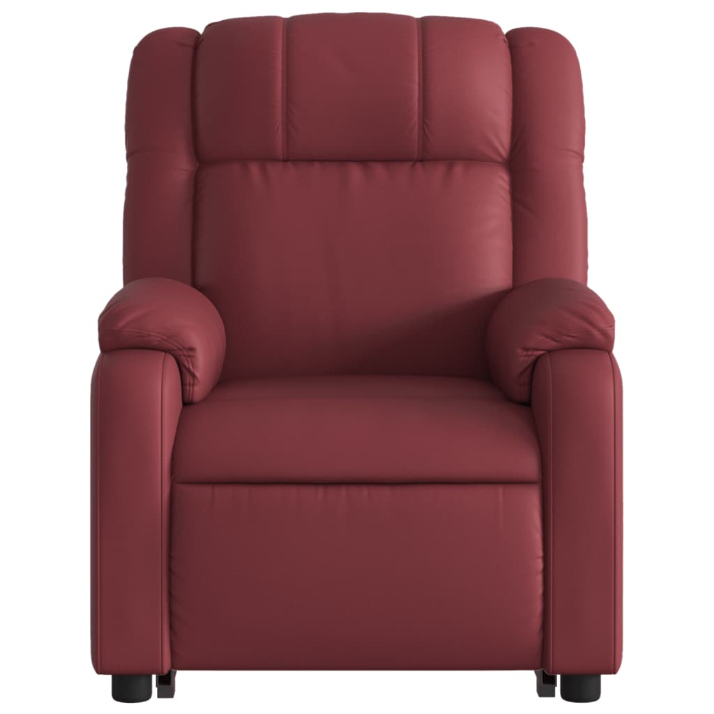 vidaXL Sillón reclinable elevable cuero artificial rojo tinto