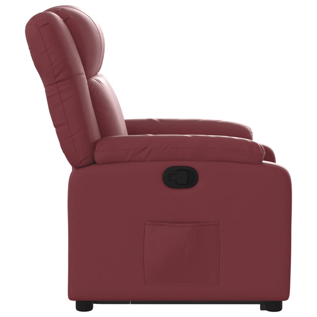 vidaXL Sillón reclinable elevable cuero artificial rojo tinto