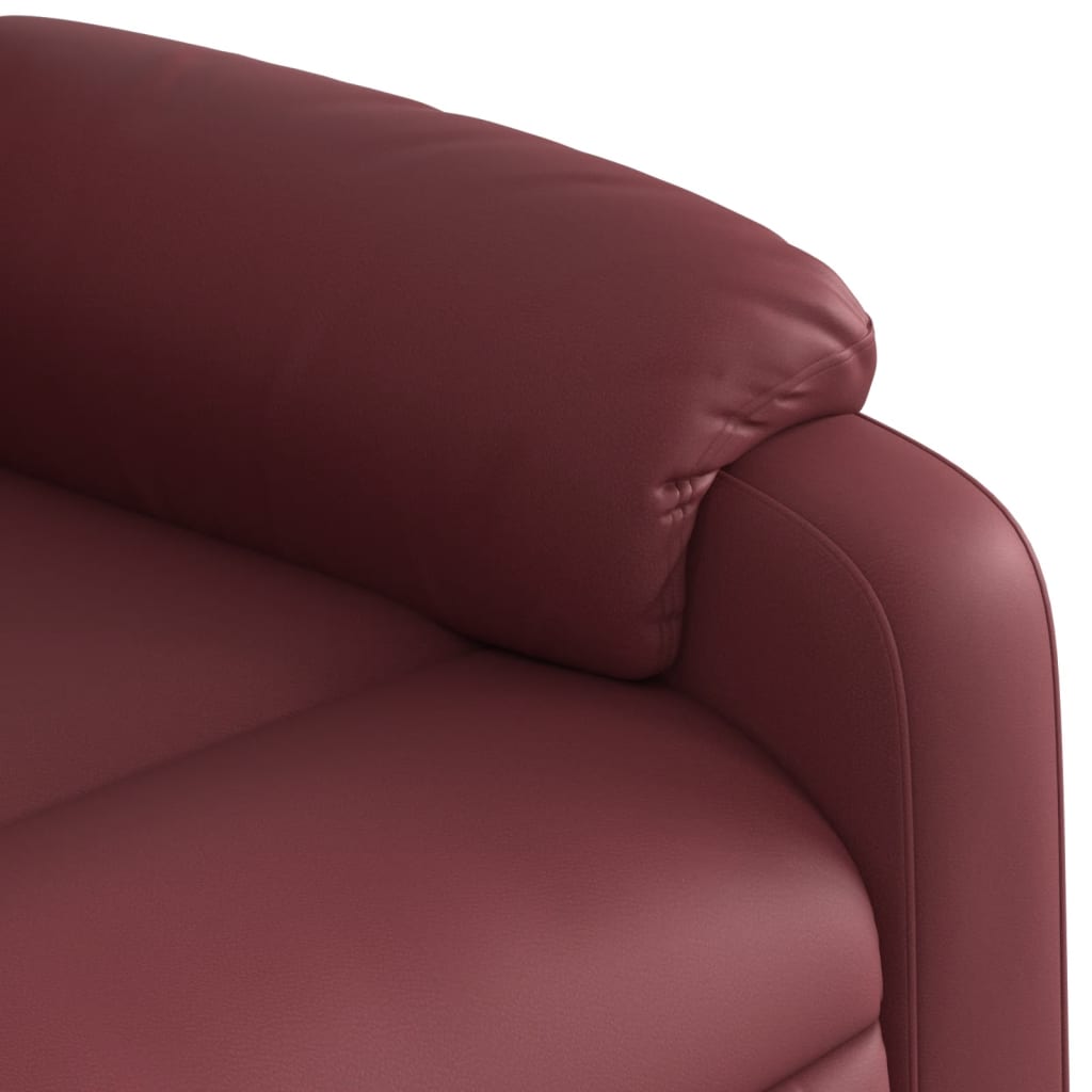 vidaXL Sillón reclinable elevable cuero artificial rojo tinto