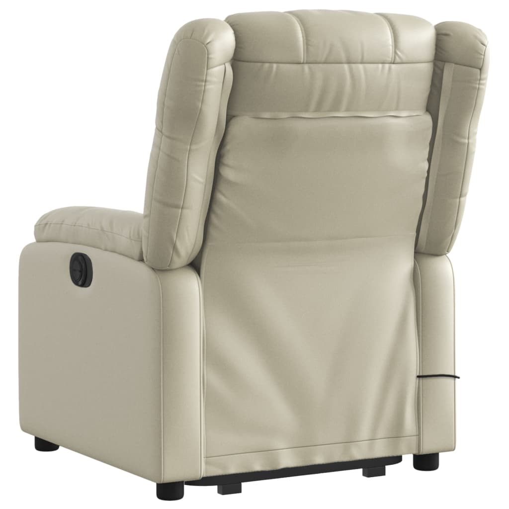 vidaXL Sillón reclinable de masaje de pie cuero artificial color crema