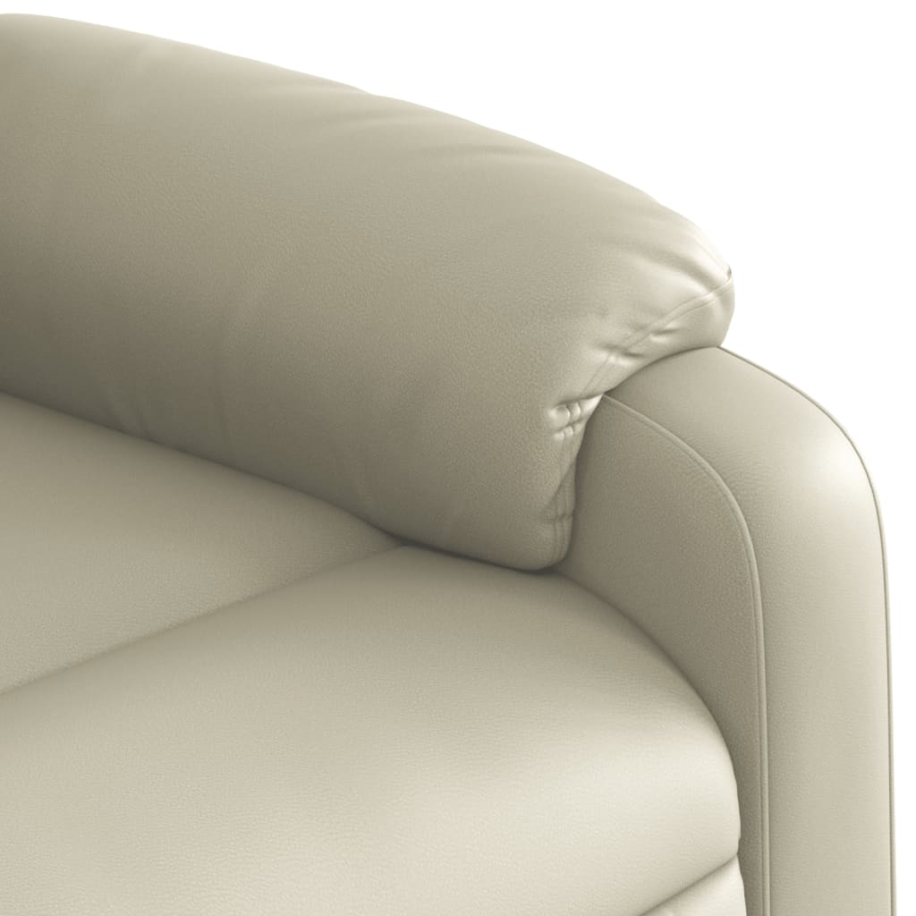 vidaXL Sillón reclinable de masaje de pie cuero artificial color crema