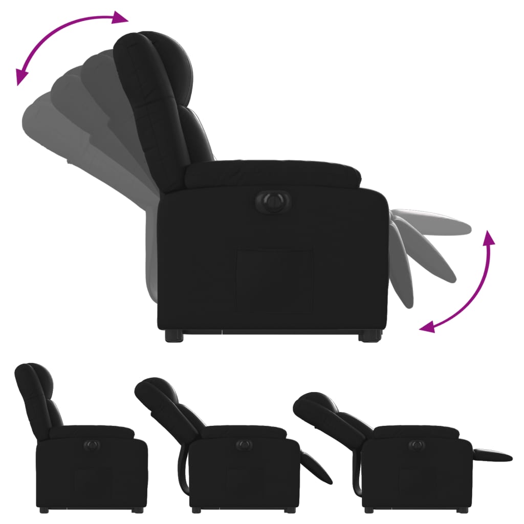 vidaXL Sillón reclinable y elevable eléctrico cuero sintético negro