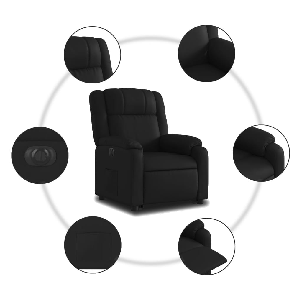 vidaXL Sillón reclinable y elevable eléctrico cuero sintético negro