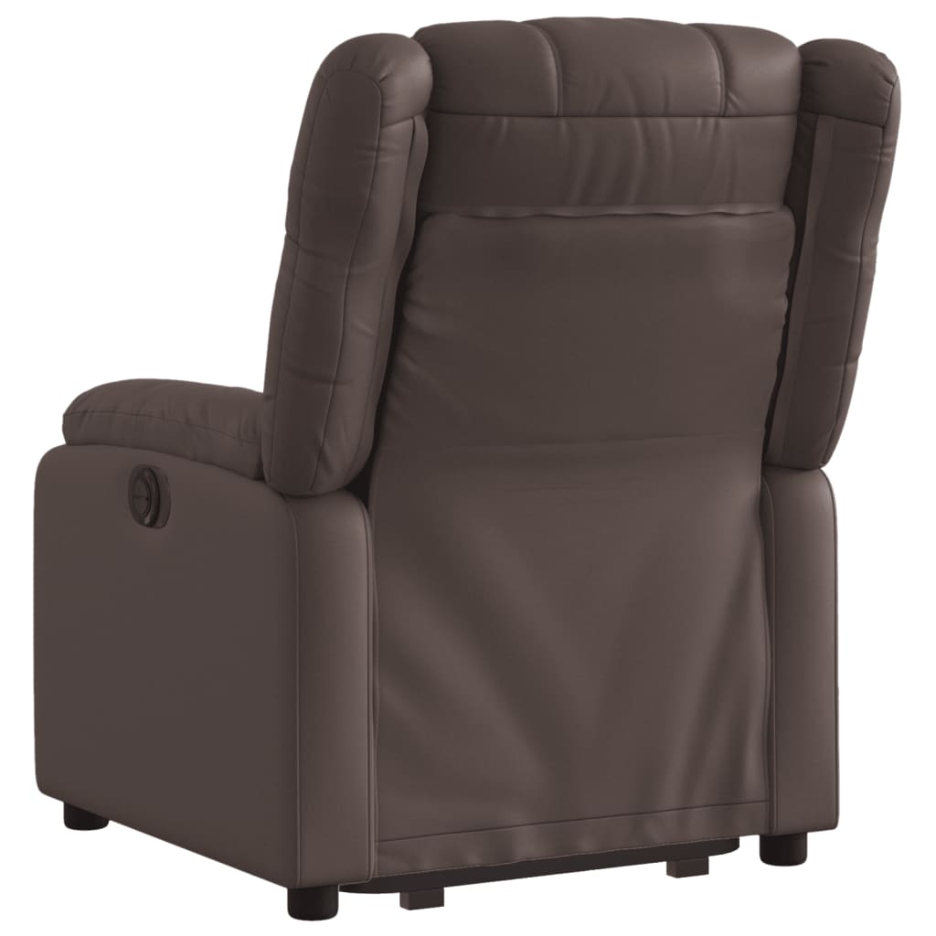 vidaXL Sillón reclinable elevable eléctrico de cuero sintético marrón