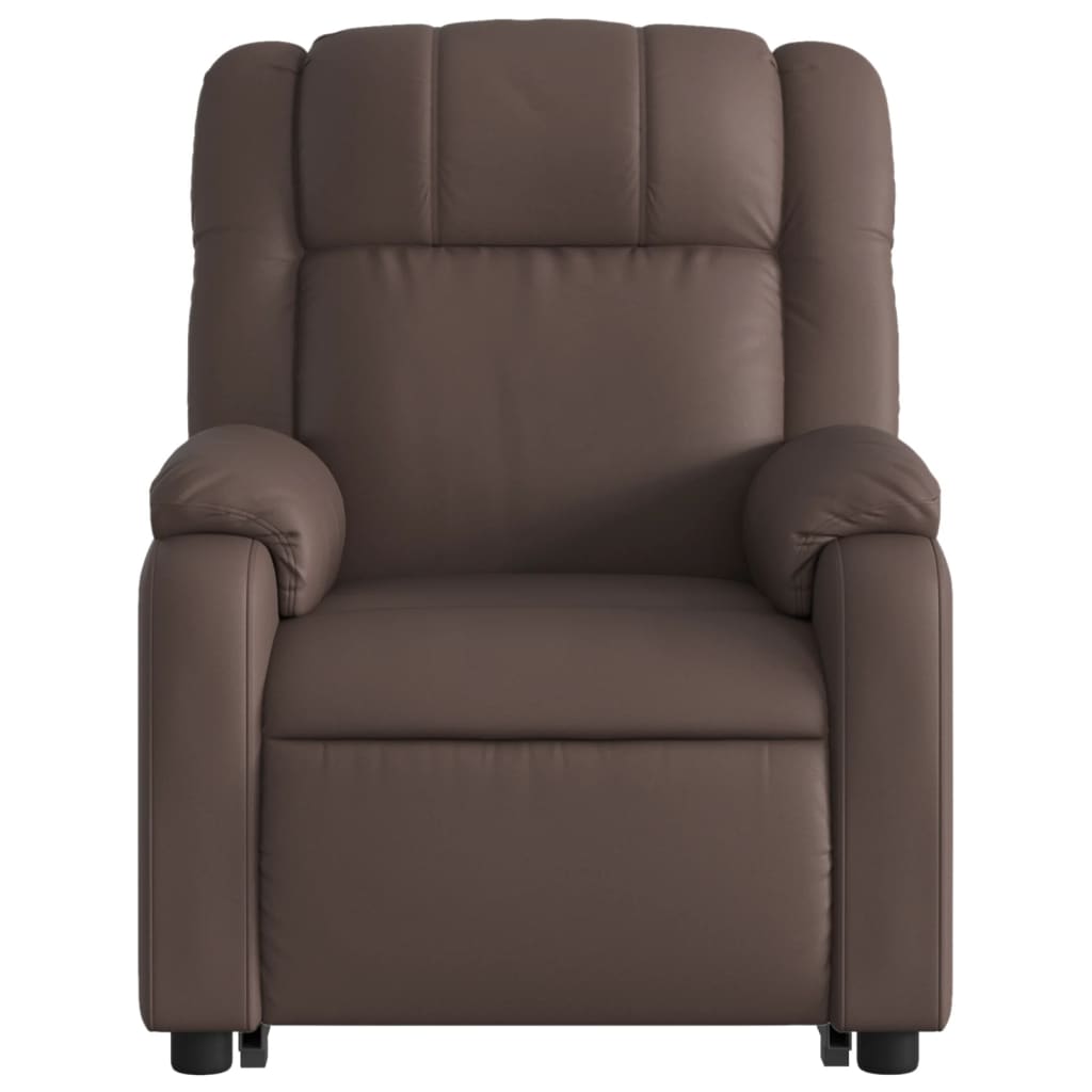 vidaXL Sillón reclinable elevable eléctrico de cuero sintético marrón