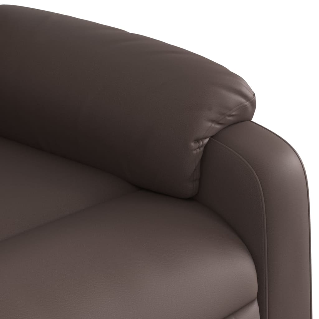 vidaXL Sillón reclinable elevable eléctrico de cuero sintético marrón