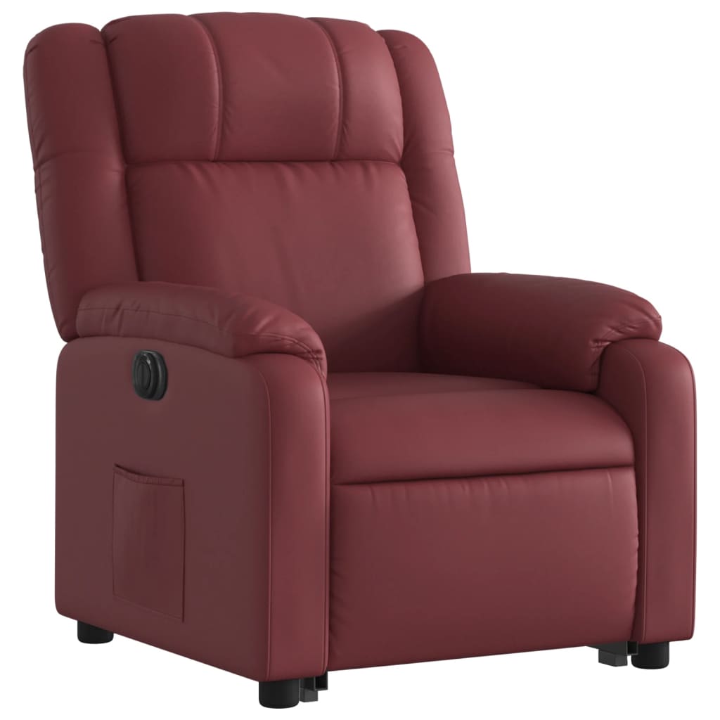 vidaXL Sillón elevable eléctrico cuero artificial rojo tinto