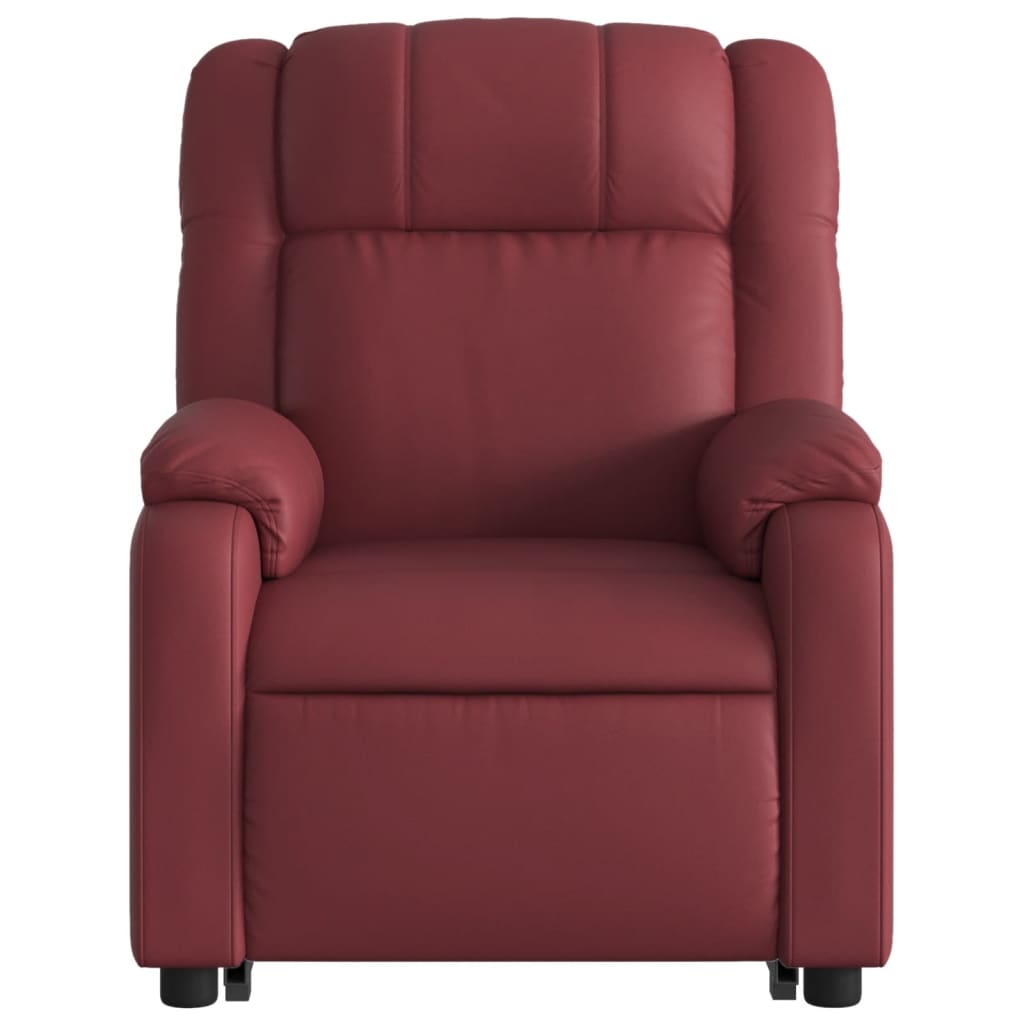 vidaXL Sillón elevable eléctrico cuero artificial rojo tinto