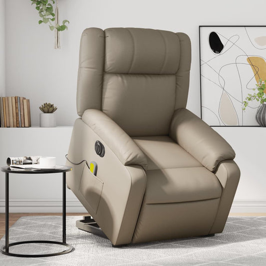 vidaXL Sillón reclinable de masaje eléctrico cuero sintético capuchino