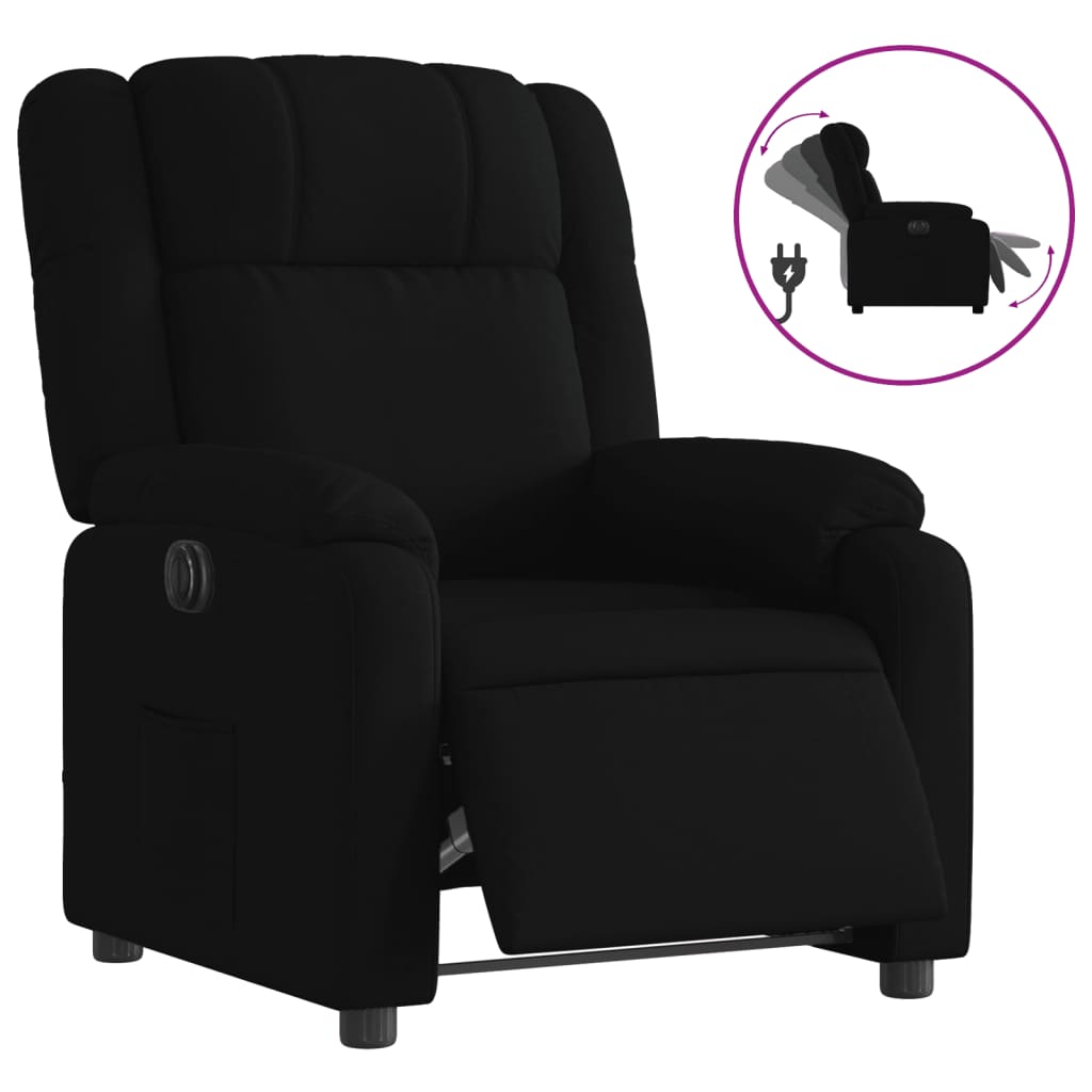 vidaXL Sillón reclinable eléctrico de tela negro