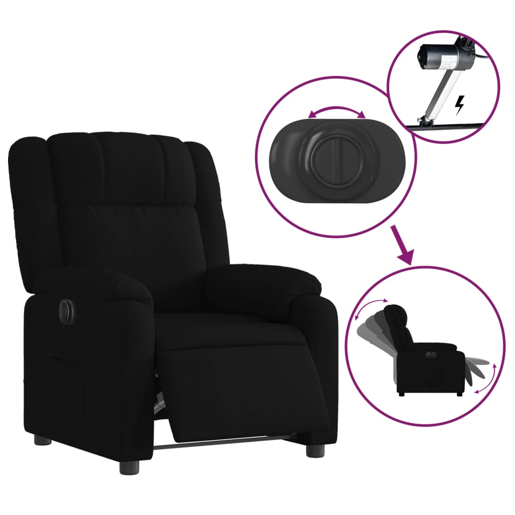 vidaXL Sillón reclinable eléctrico de tela negro