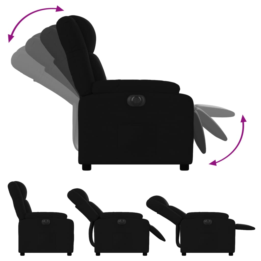 vidaXL Sillón reclinable eléctrico de tela negro