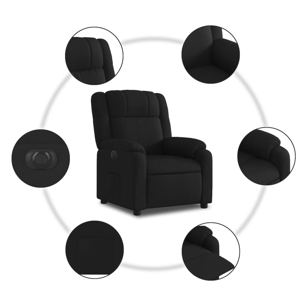 vidaXL Sillón reclinable eléctrico de tela negro