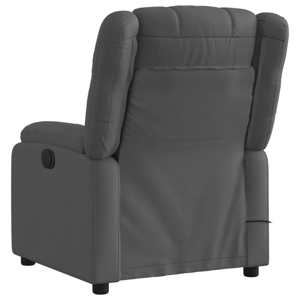 vidaXL Sillón reclinable de masaje eléctrico tela gris oscuro