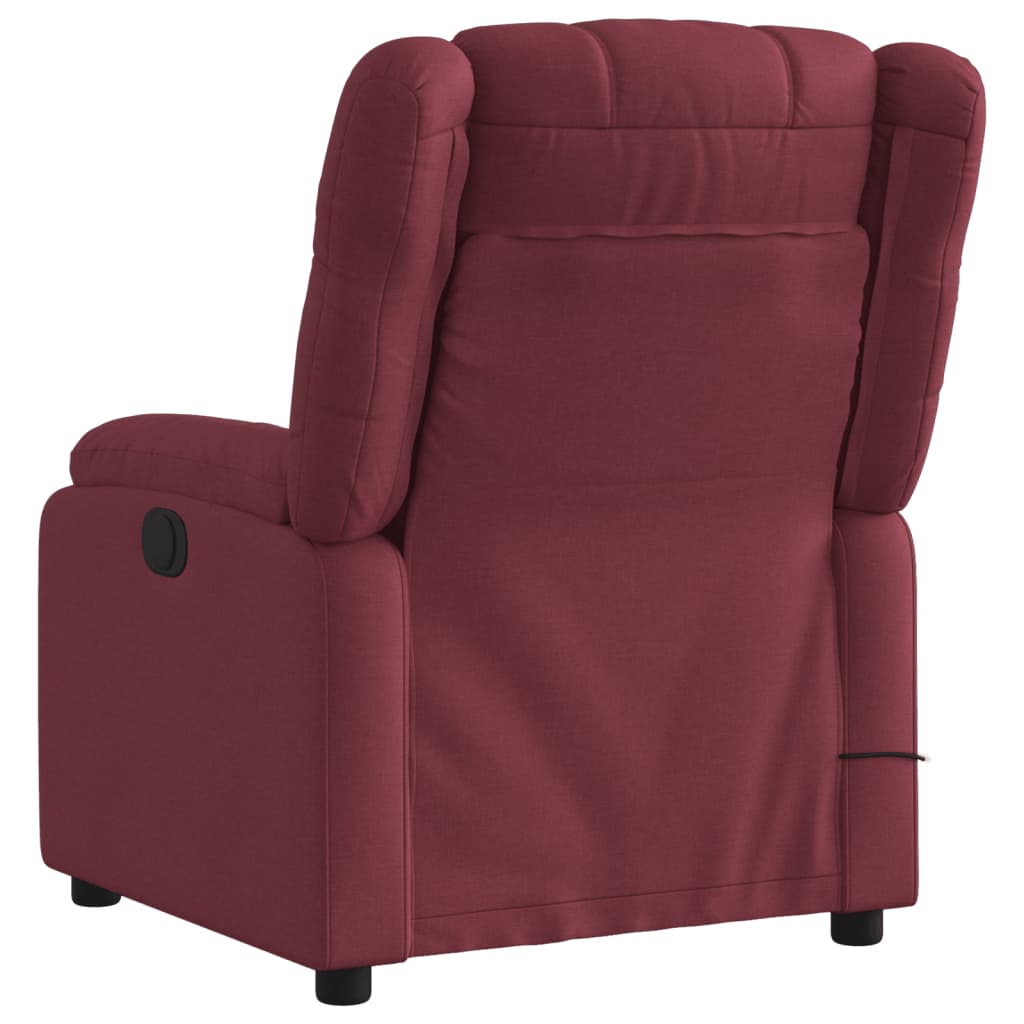 vidaXL Sillón de masaje reclinable eléctrico tela rojo tinto