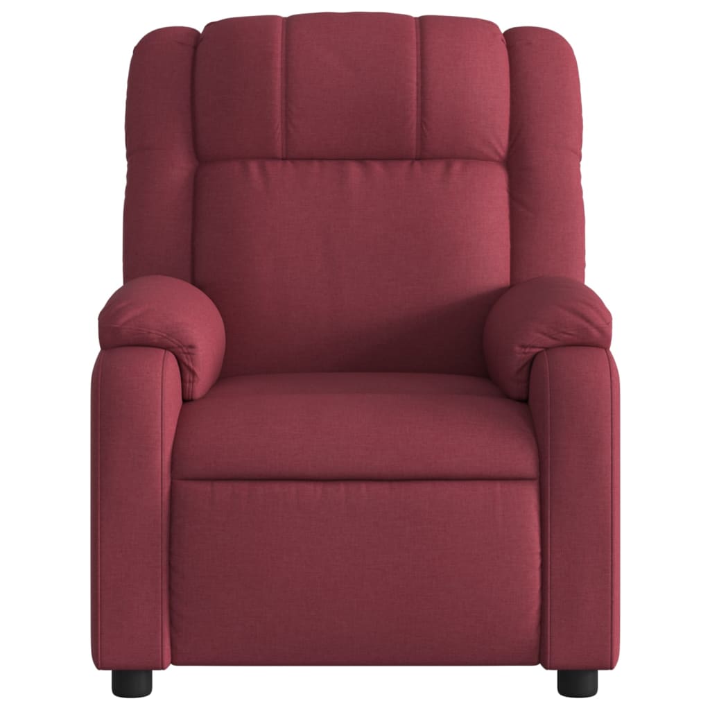 vidaXL Sillón de masaje reclinable eléctrico tela rojo tinto