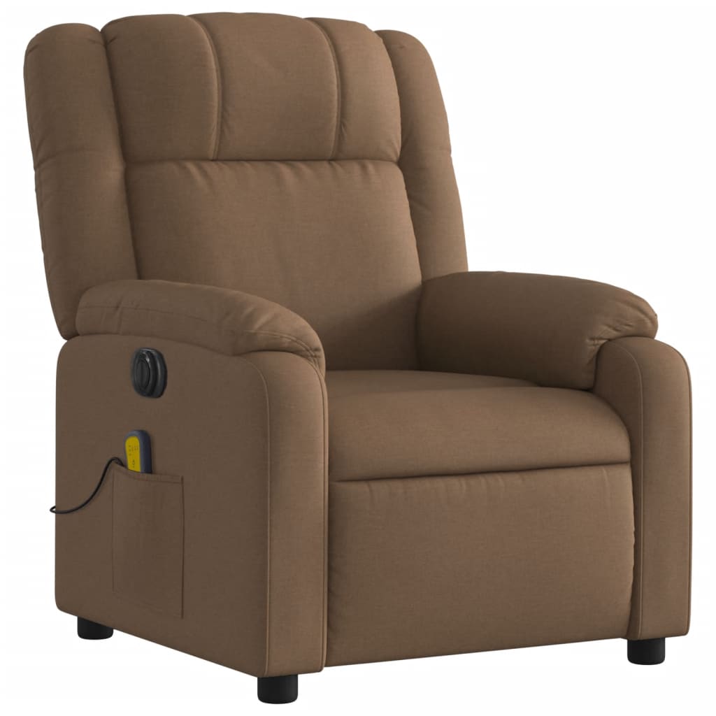 vidaXL Sillón reclinable de masaje eléctrico tela marrón