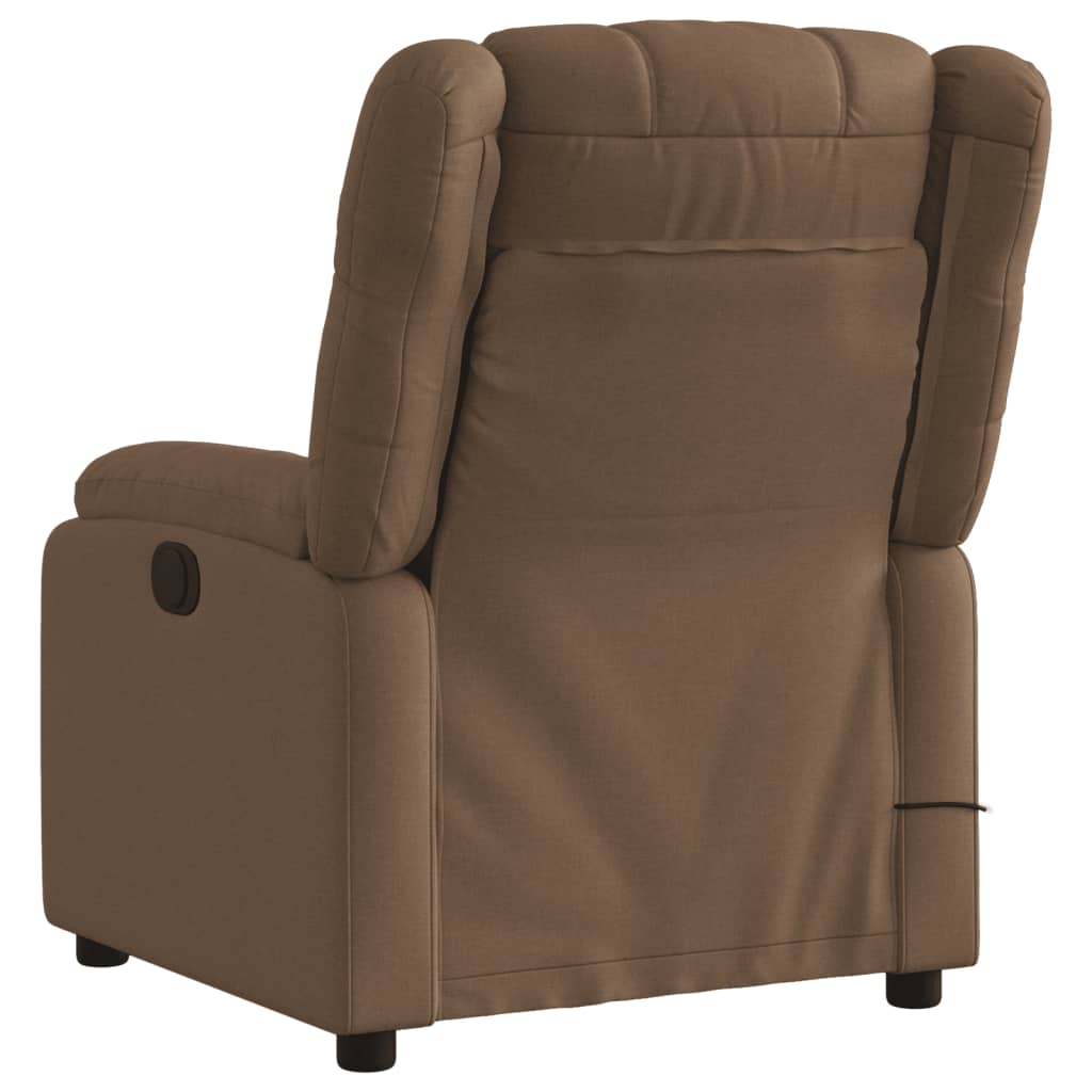 vidaXL Sillón reclinable de masaje eléctrico tela marrón