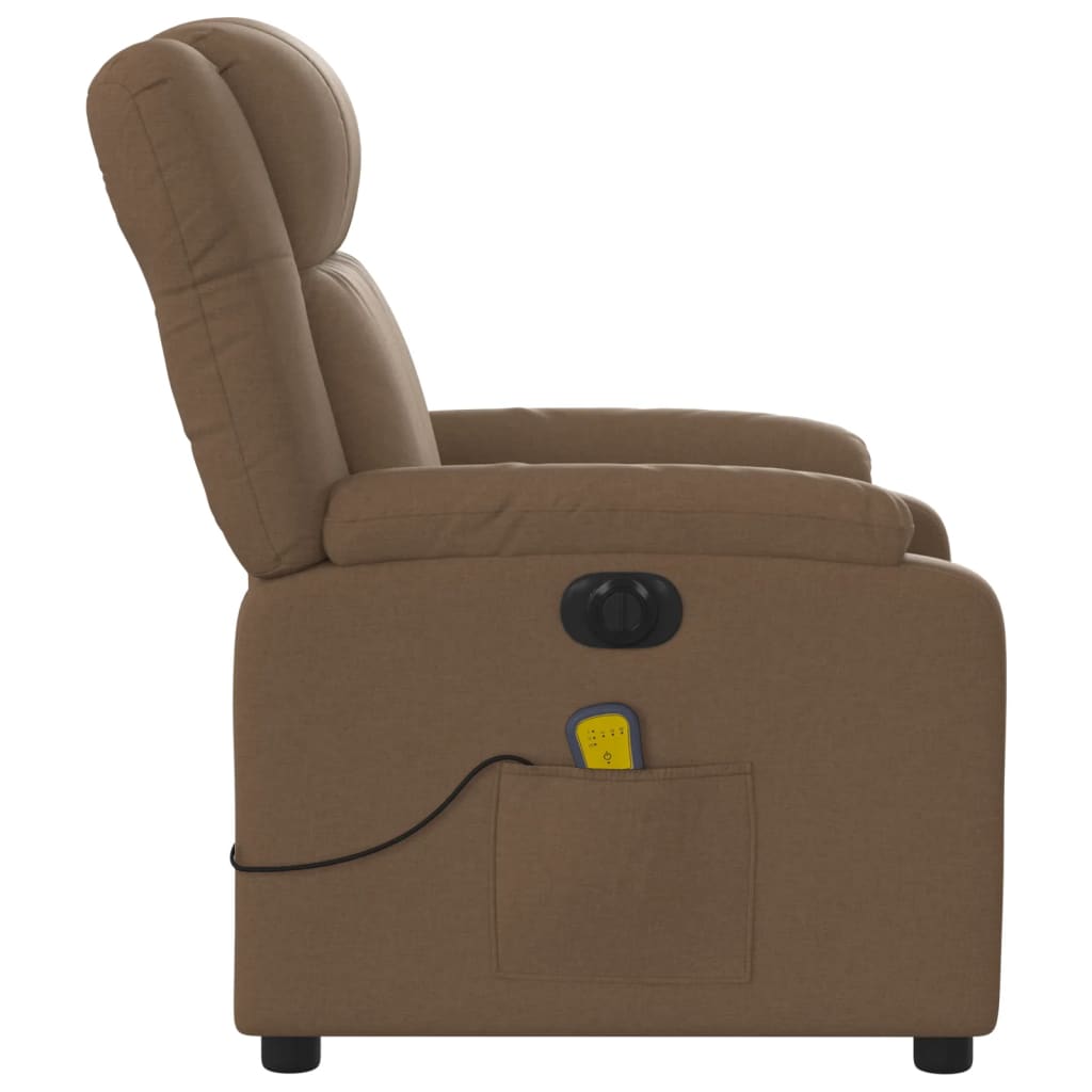 vidaXL Sillón reclinable de masaje eléctrico tela marrón