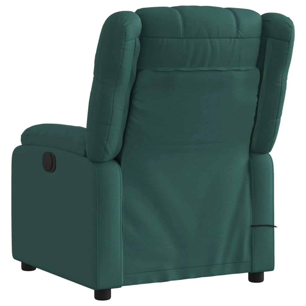 vidaXL Sillón reclinable de masaje eléctrico tela verde oscuro