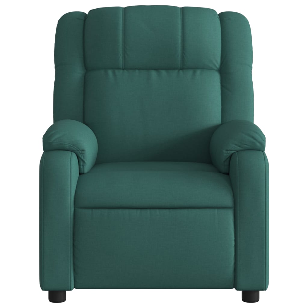 vidaXL Sillón reclinable de masaje eléctrico tela verde oscuro