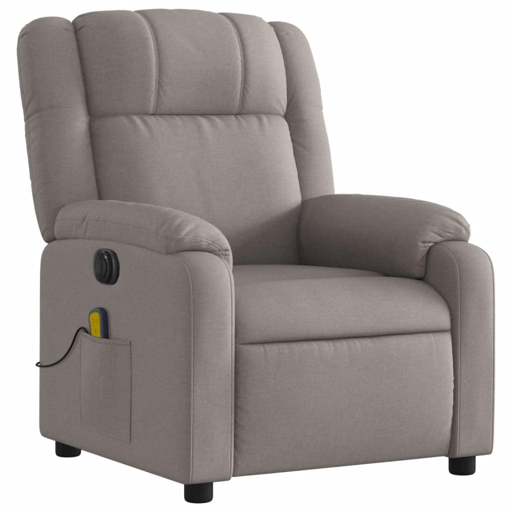 vidaXL Sillón reclinable de masaje eléctrico tela gris taupe