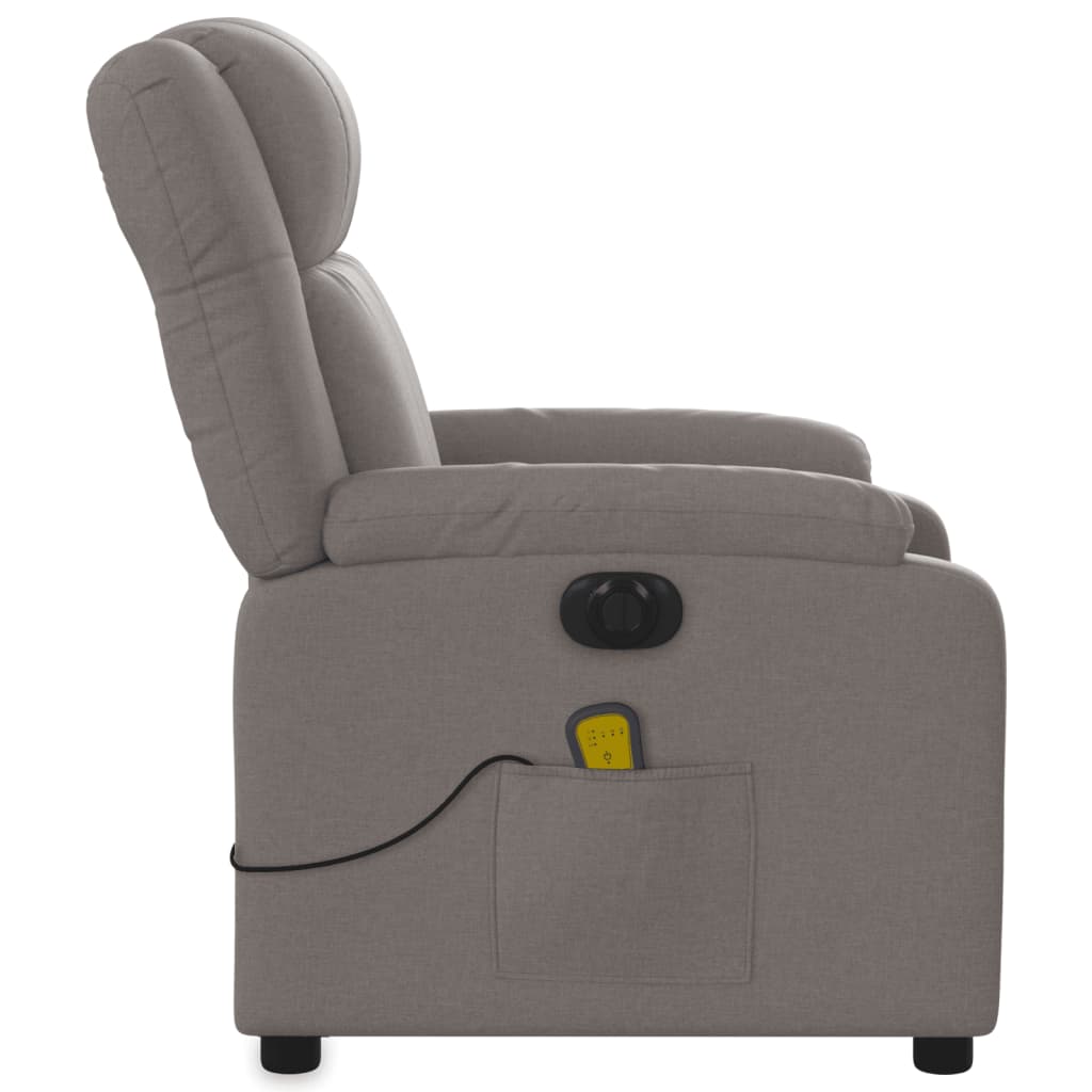 vidaXL Sillón reclinable de masaje eléctrico tela gris taupe