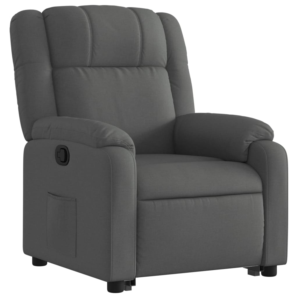 vidaXL Sillón reclinable elevable de tela gris oscuro