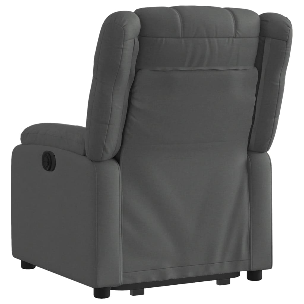 vidaXL Sillón reclinable elevable de tela gris oscuro