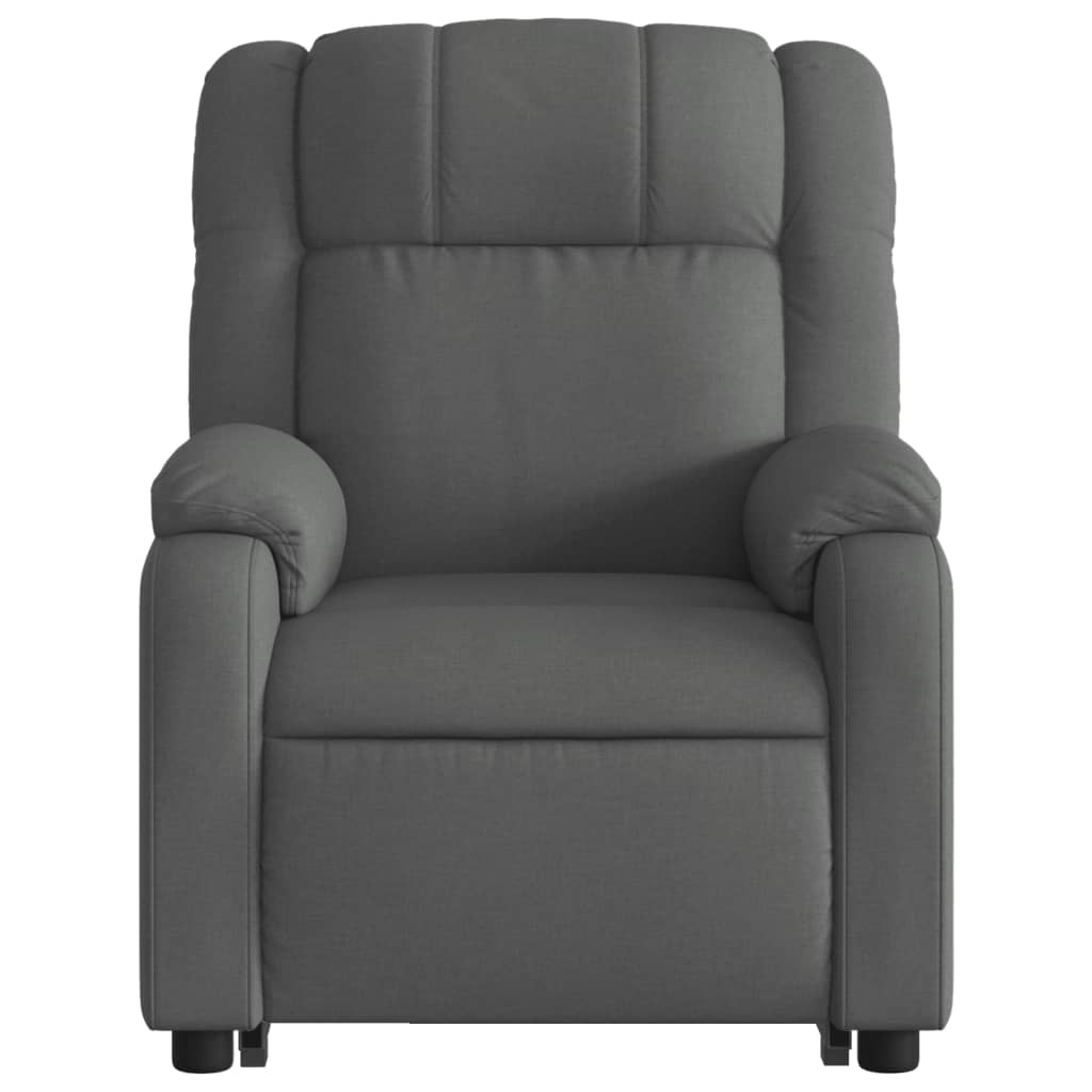 vidaXL Sillón reclinable elevable de tela gris oscuro