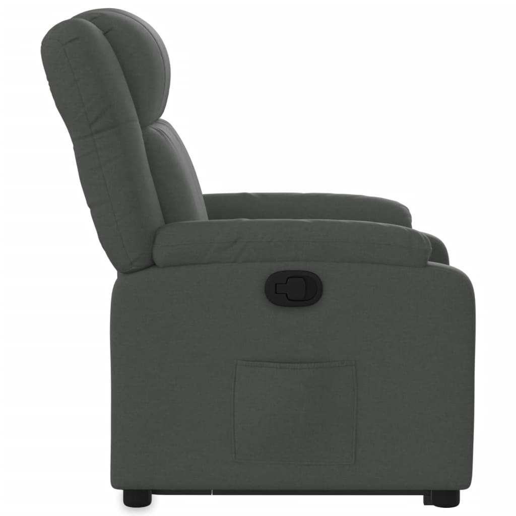 vidaXL Sillón reclinable elevable de tela gris oscuro