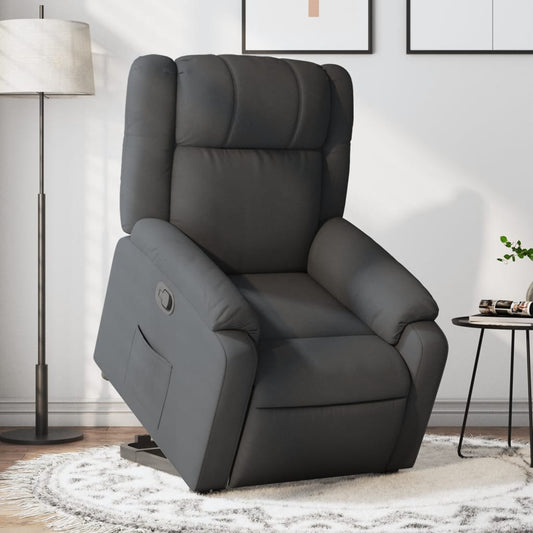 vidaXL Sillón reclinable elevable de tela gris oscuro