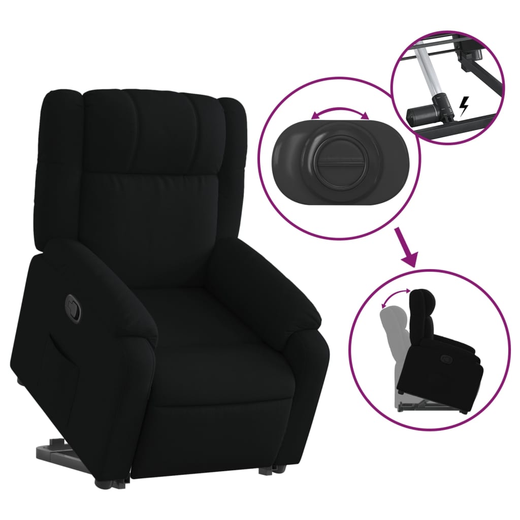 vidaXL Sillón reclinable elevable tela negro