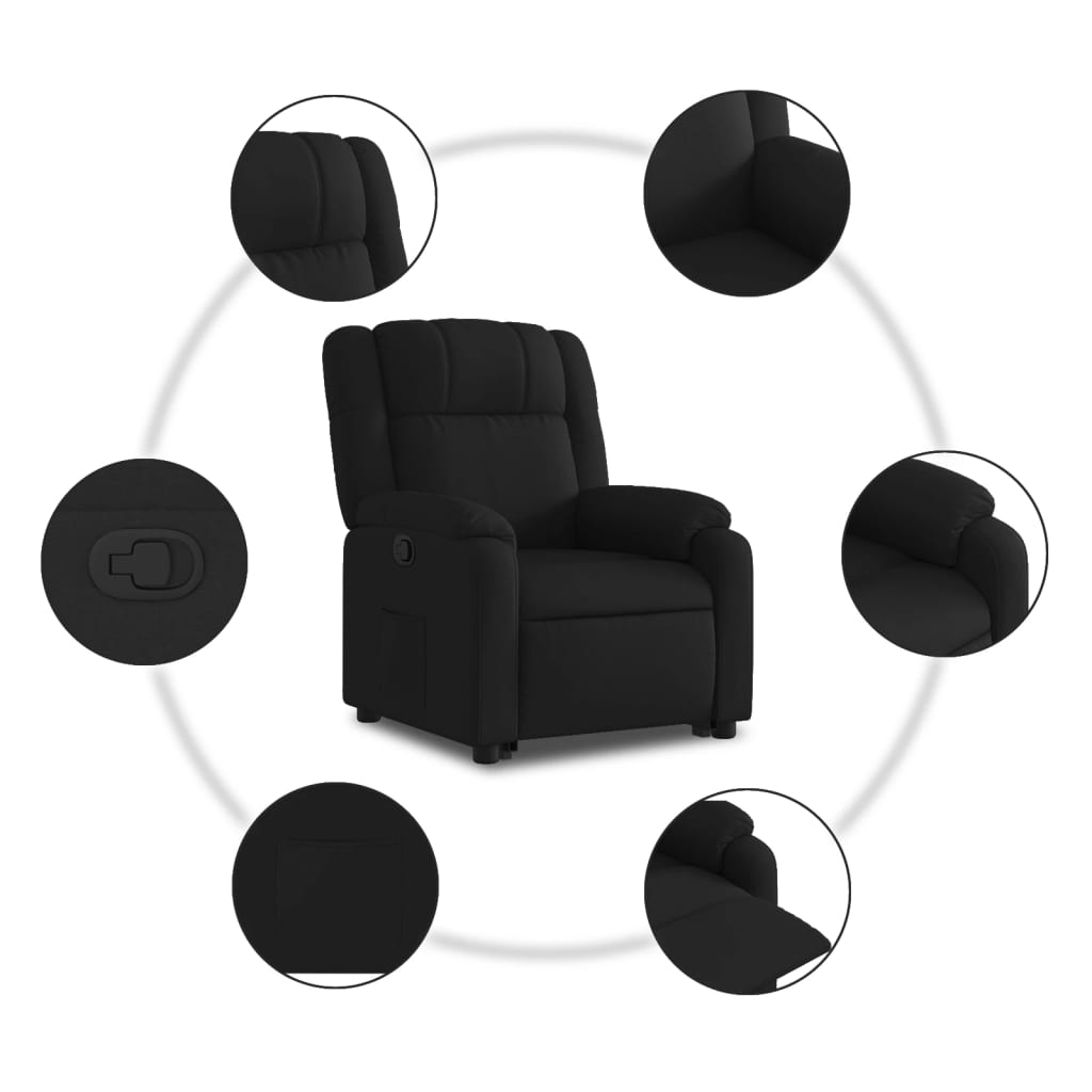 vidaXL Sillón reclinable elevable tela negro