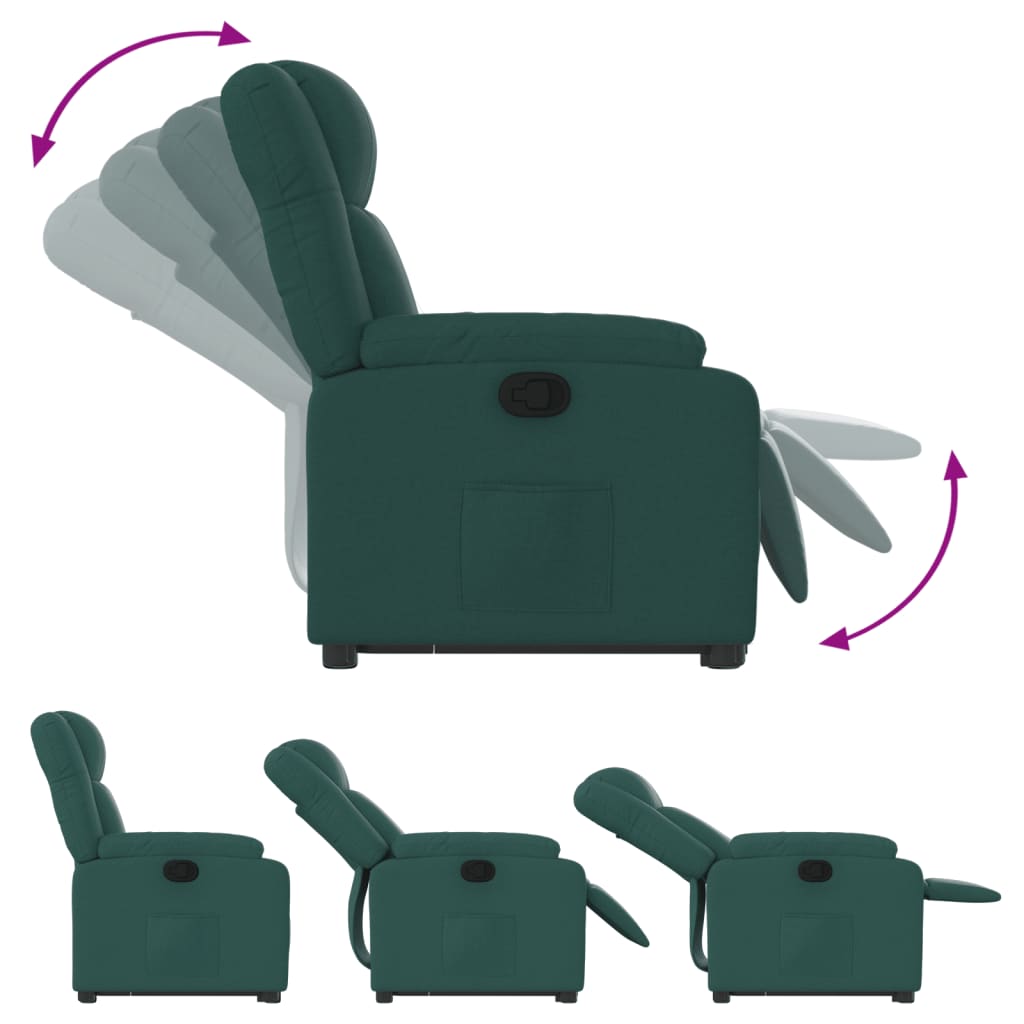 vidaXL Sillón reclinable elevable tela verde oscuro