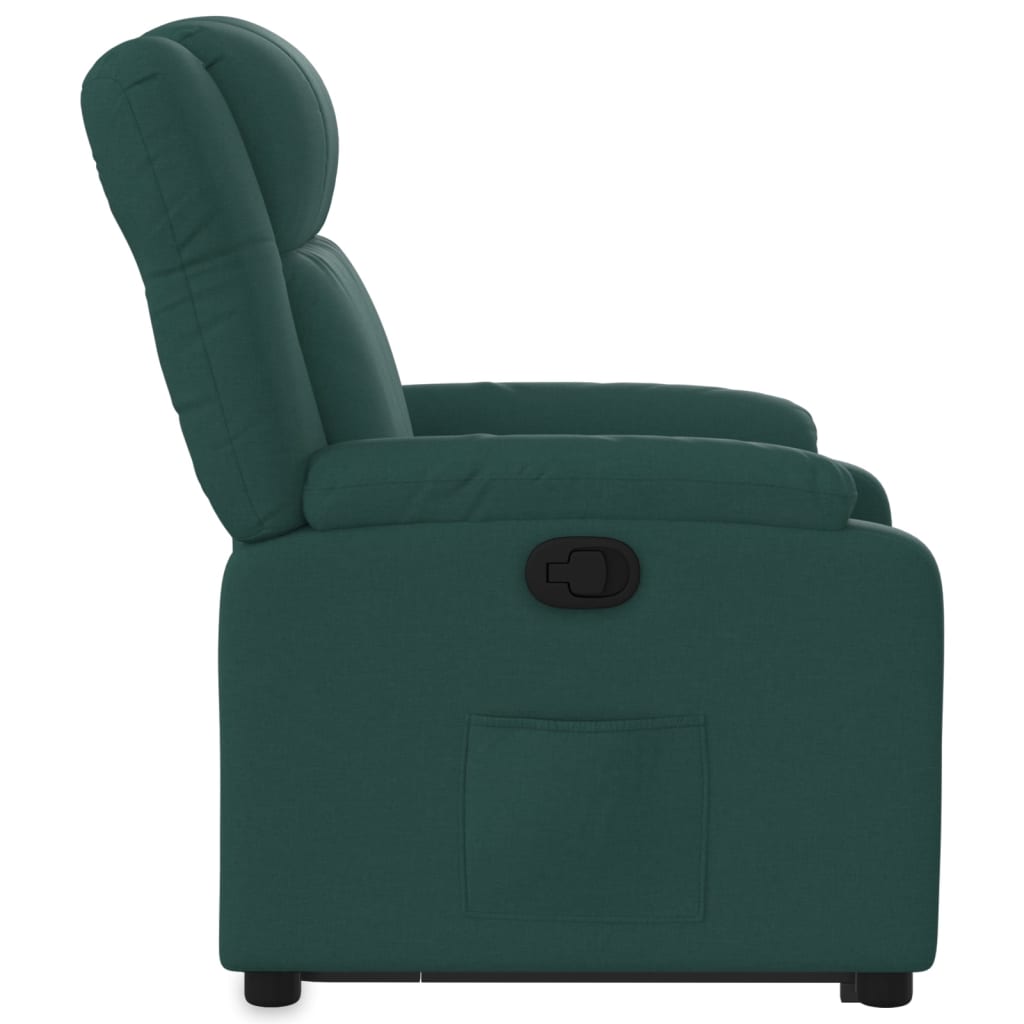 vidaXL Sillón reclinable elevable tela verde oscuro