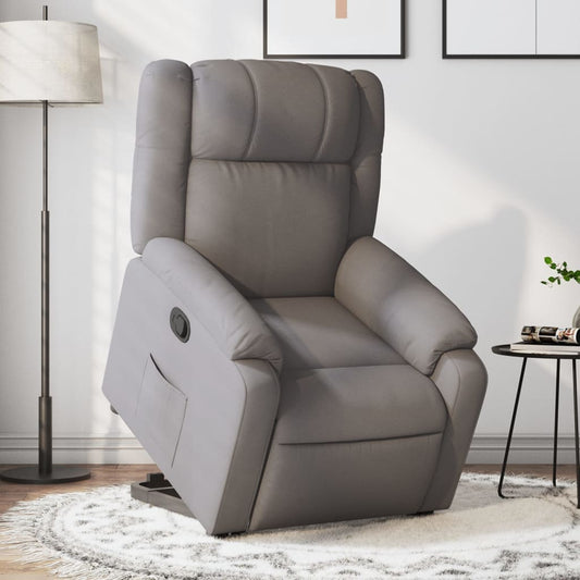 vidaXL Sillón reclinable elevable tela gris taupe