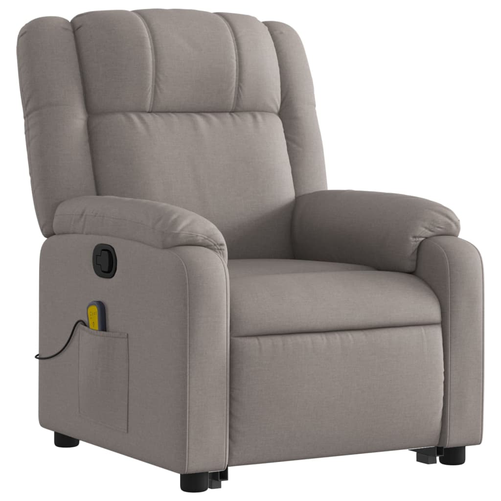 vidaXL Sillón reclinable de masaje elevable tela gris taupé