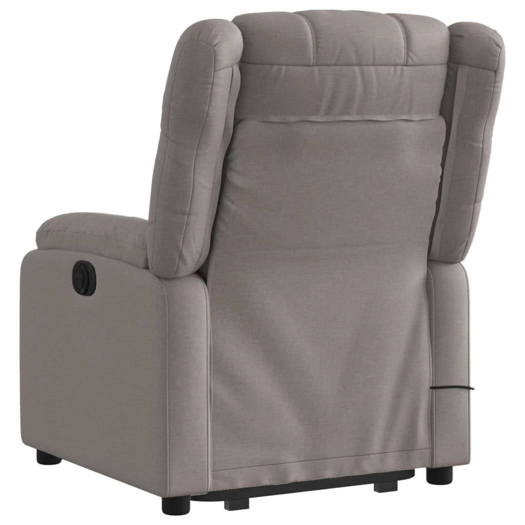 vidaXL Sillón reclinable de masaje elevable tela gris taupé