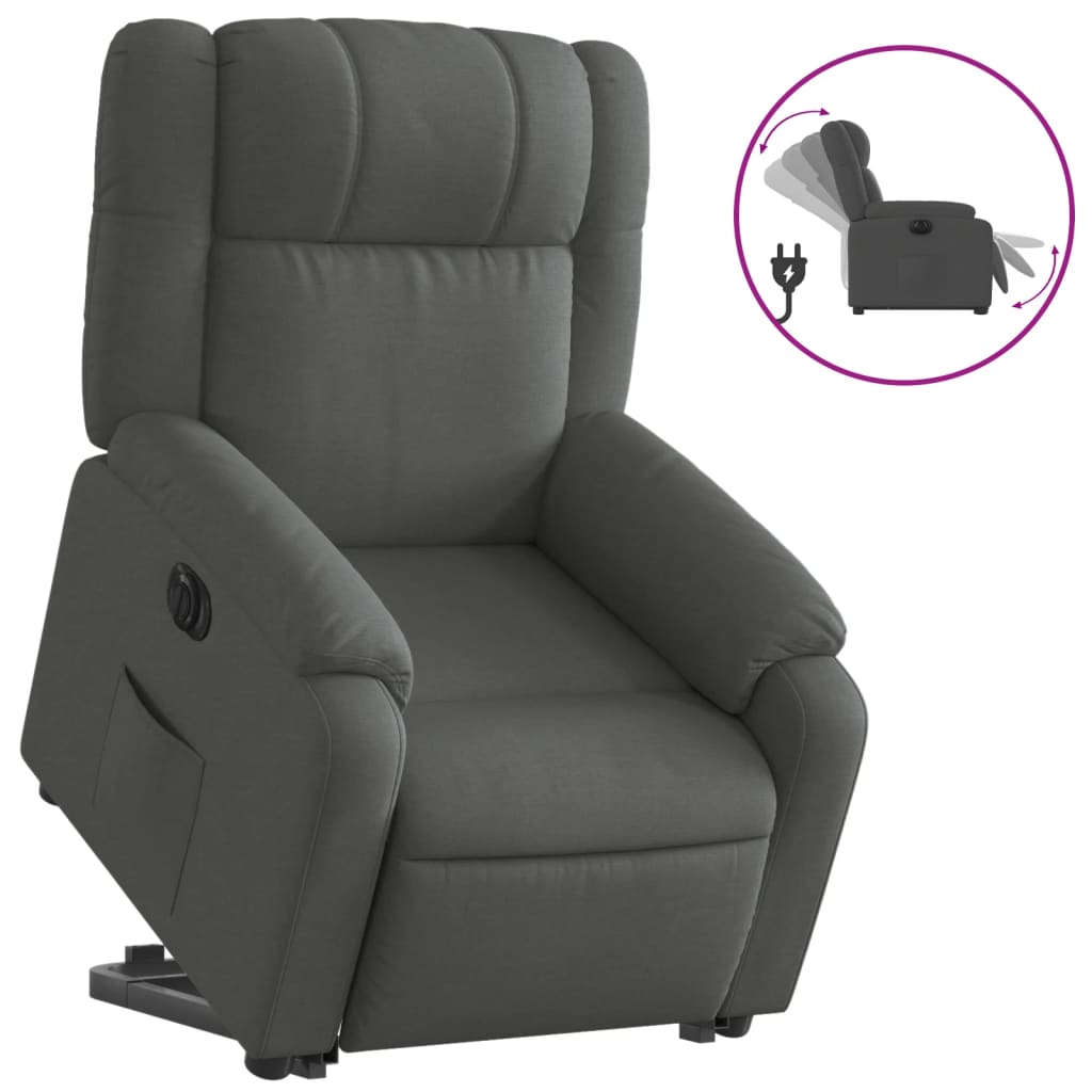 vidaXL Sillón eléctrico reclinable elevable de tela gris oscuro